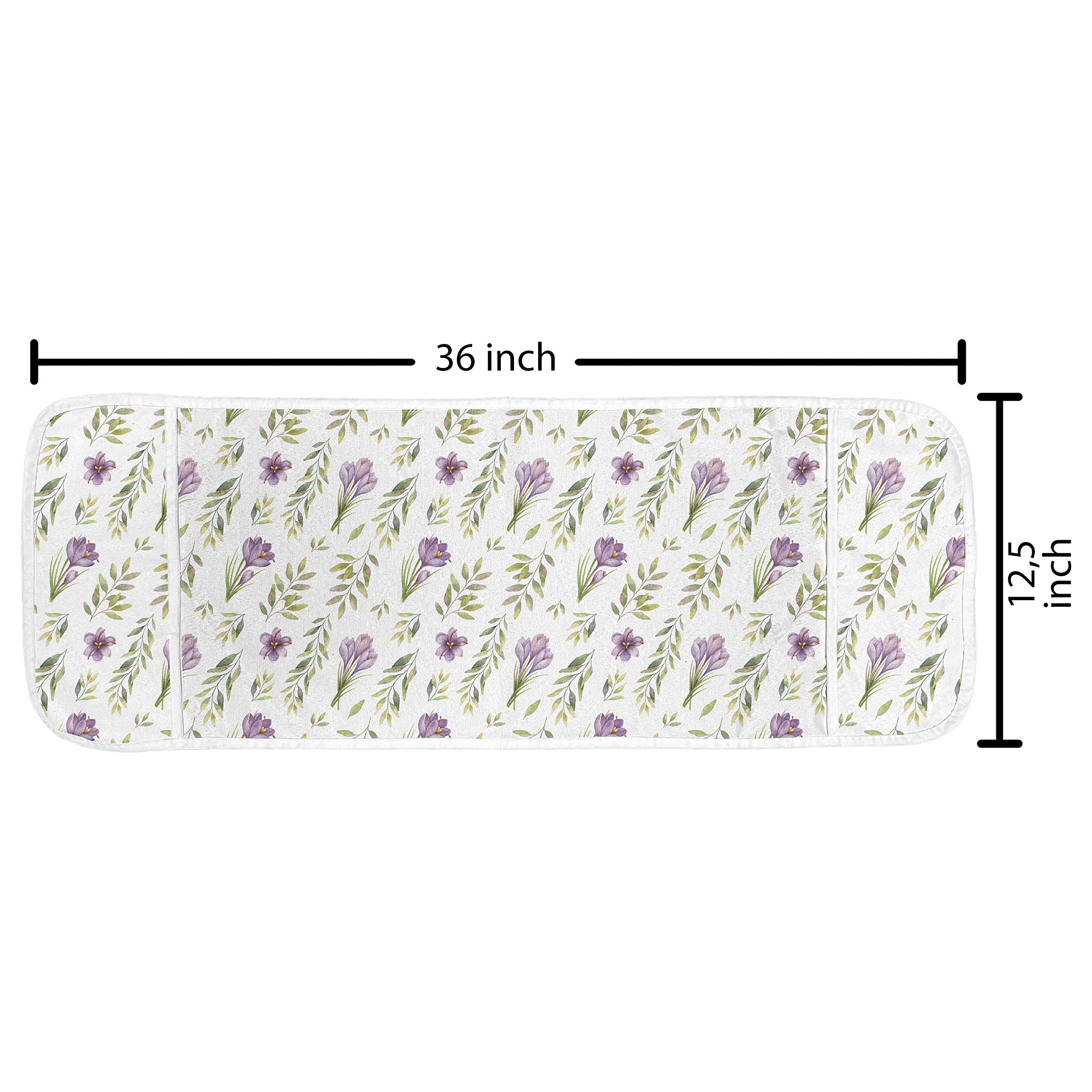 Ambesonne Microwave Cover - Watercolor Floral Pattern in Green & Purple, Waterproof Kitchen Organizer with Pockets, 36
