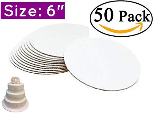50 Pack 6 Inch Round Cake Boards - Thick Cardboard Cake Circles for Baking, Pizza & Dessert Displays - Perfect for Home Baking, Party Decorations & Professional Cake Decorating