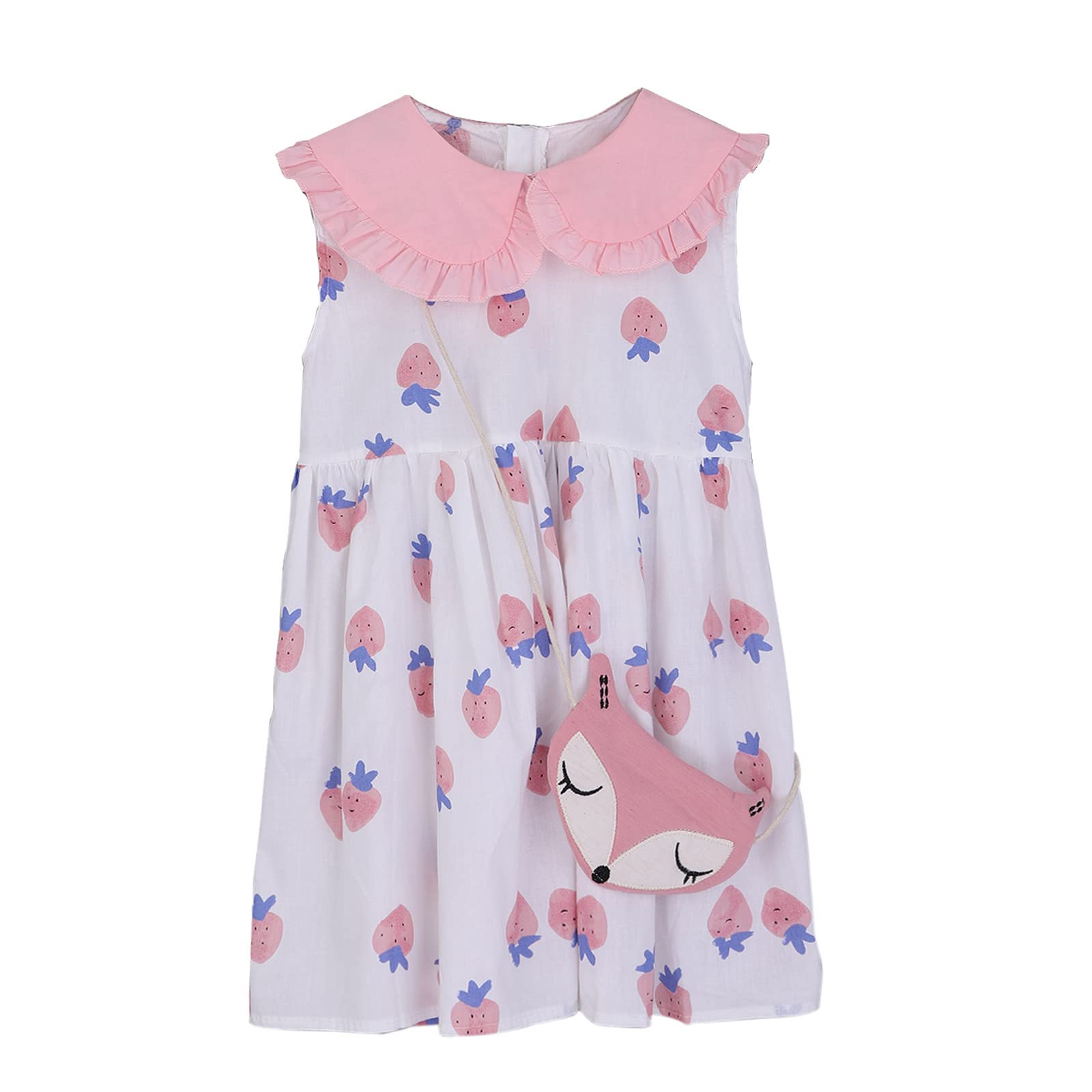 CLOTHBEST Baby Boy Clothes 18-24 Months | Toddler Girls Ruffled Strawberry Print Dress | Princess Party Outfit | Perfect for Birthday, Photo Shoots & Special Occasions