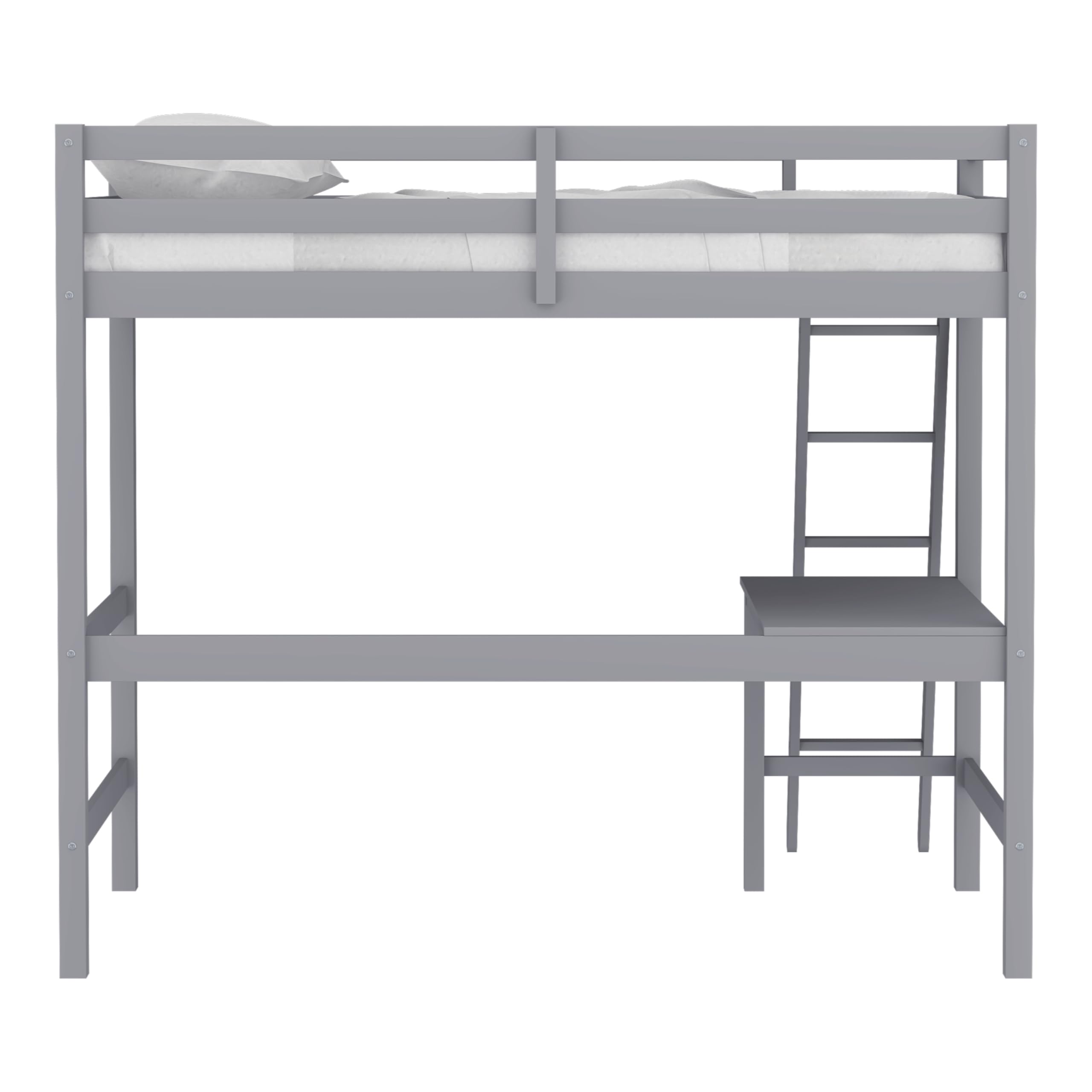 Hillsdale Furniture Caspian Twin Loft Bed with Ladder, Gray - Space-Saving Kids Bedroom Furniture for Small Rooms & Dorm Rooms