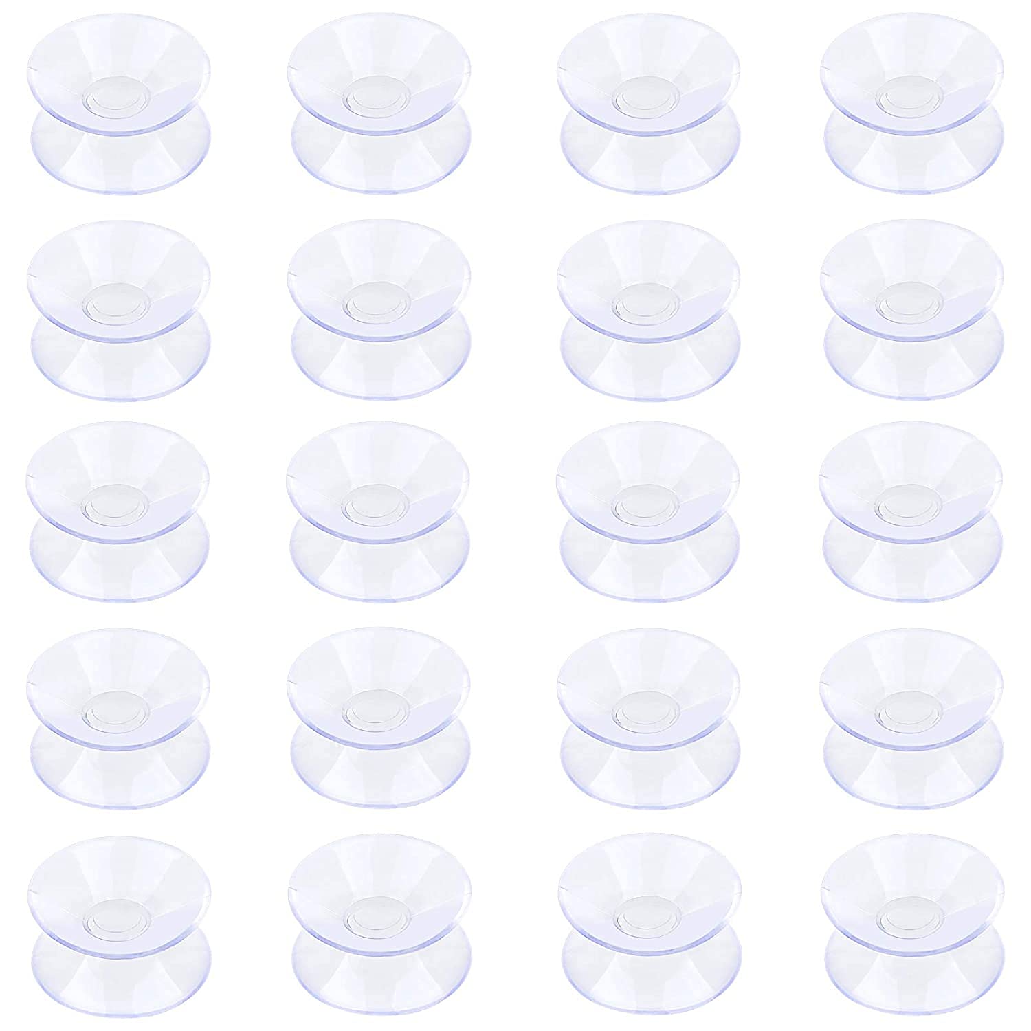 ZIBUYU Double Sided Suction Cups for Glass - 20 Pack 30mm White PVC Plastic Sucker Pads | Bathroom, Kitchen, Window & Mirror Mounting Accessories