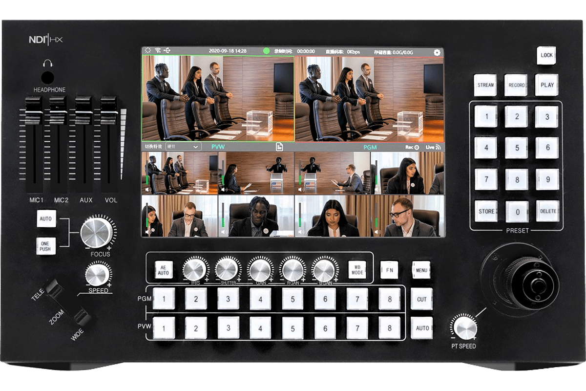 Jimcom 8 Channel Professional Touch Broadcast Switcher & PTZ Camera Controller with NDI|HX Support - Ideal for Live Streaming, Church Services, and Conference Productions