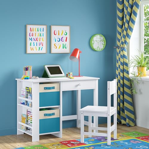 White With Turquoise Bins