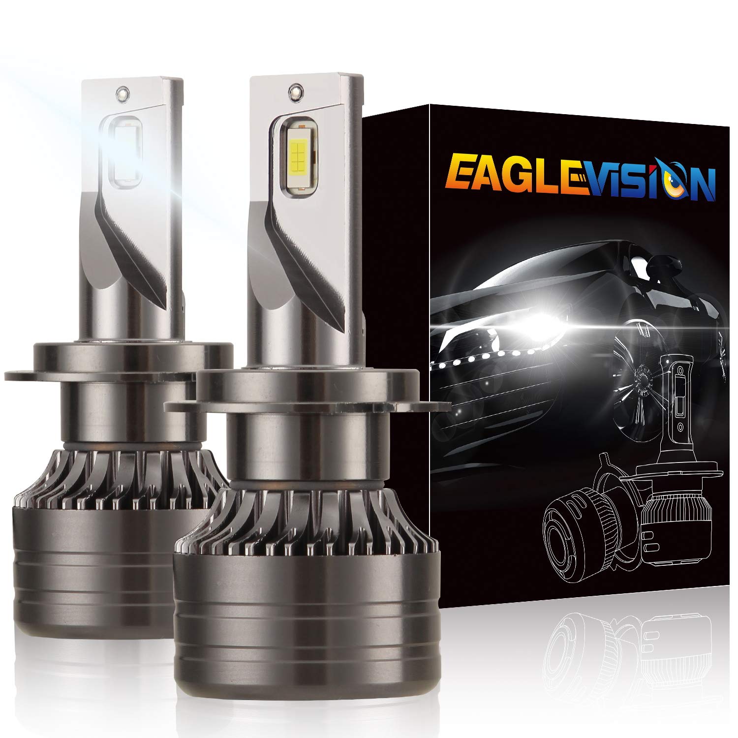 Kairiyard H7 LED Headlight Bulb 55W 9000LM Super Bright - for Night Driving