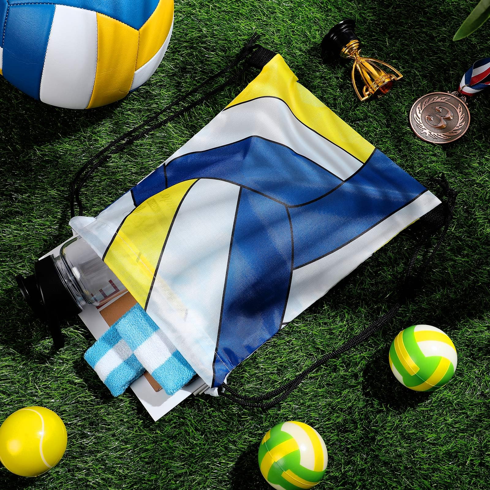 12 Pack Volleyball Drawstring Bags - 12