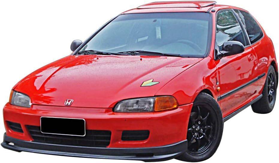 Mugen Style PU Front Bumper Lip for 1992-1995 Honda Civic EG Hatchback & Coupe (2 Door) - Unpainted Matte Black | Car Body Kit Upgrade for Enhanced Style & Aerodynamics | Perfect for Street Racing & Car Shows