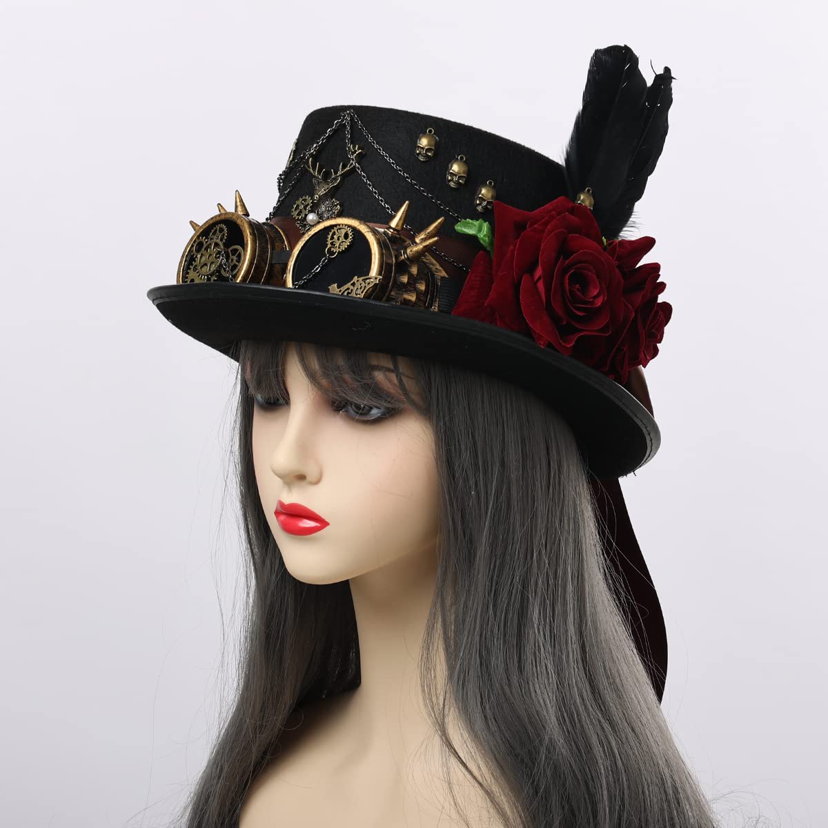 Steampunk Top Hat with Goggles for Women & Men - Victorian Gothic Halloween Costume Accessory - Perfect for Cosplay, Renaissance Fairs, and Themed Parties