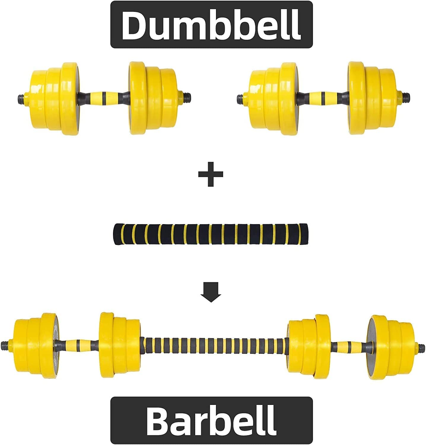 FUXION 44LB Adjustable Dumbbell Set with Barbell Weight Plates - Home Gym Equipment for Strength Training & Fitness Workouts