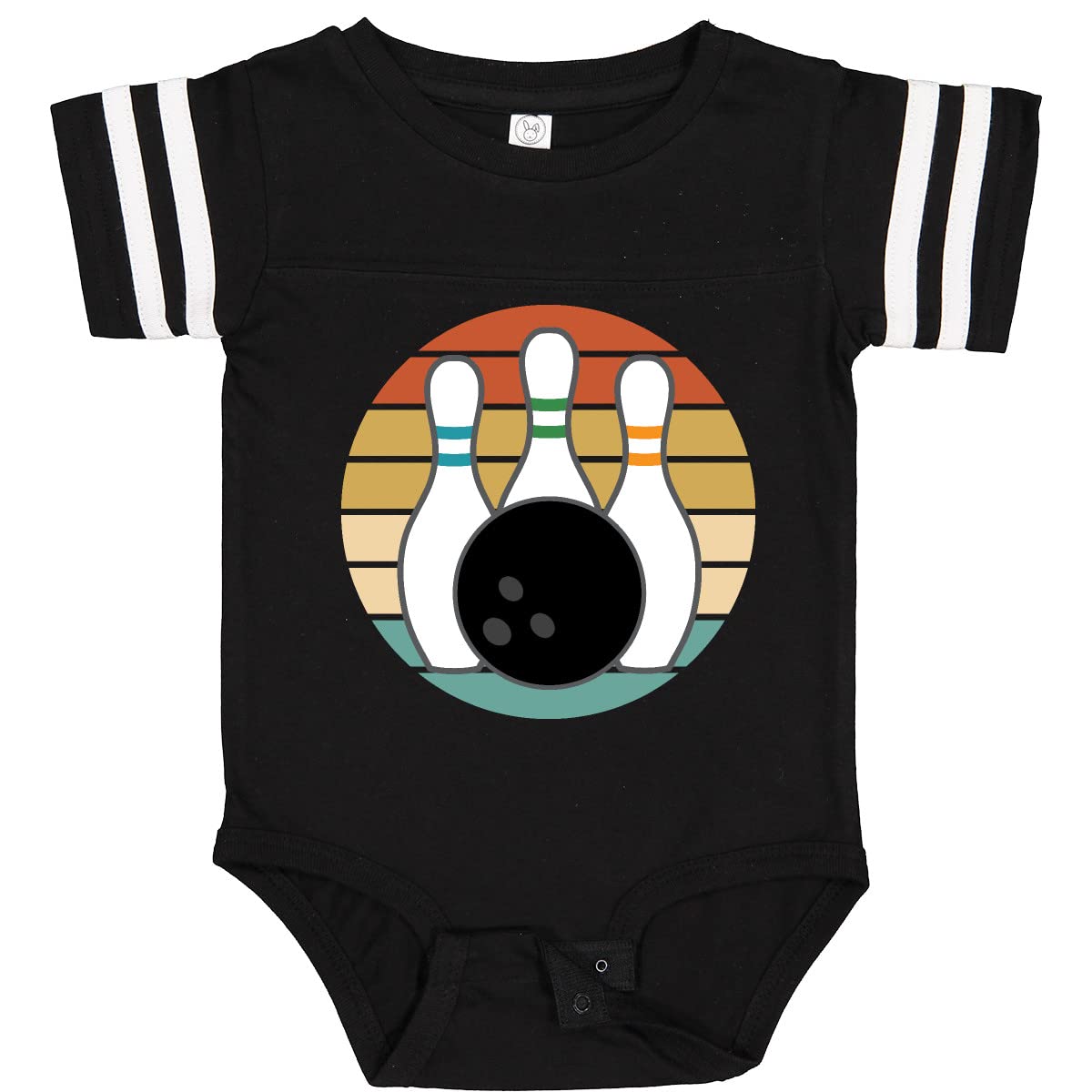 Inktastic Bowling Pins Ball Bowler Retro Sunset Baby Bodysuit - Cute Vintage Bowling Outfit for Infants & Toddlers - Perfect for Bowling Parties, Family Photos & Casual Wear