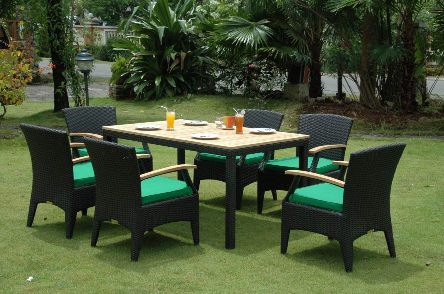 Anderson Teak Bellagio 7-Piece Outdoor Dining Set with Chairs - Weather-Resistant SR 016TB - Perfect for Patio, Garden, and Backyard Entertaining