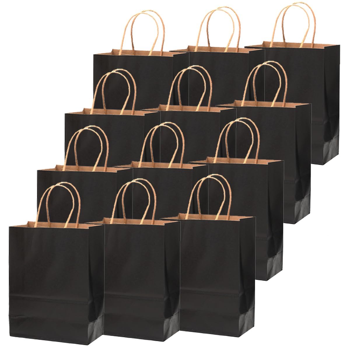 Qiqee 32-Pack Black Paper Gift Bags with Handles - 8.26