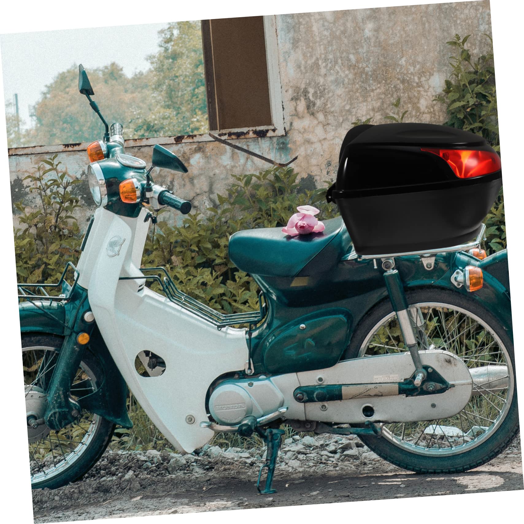 **Waterproof Motorcycle Luggage Trunk - Lockable Scooter Storage Box for Mopeds & Bikes - Durable Travel Carrier Case with Mounting Rack - Perfect for Commuting, Road Trips & Daily Storage**