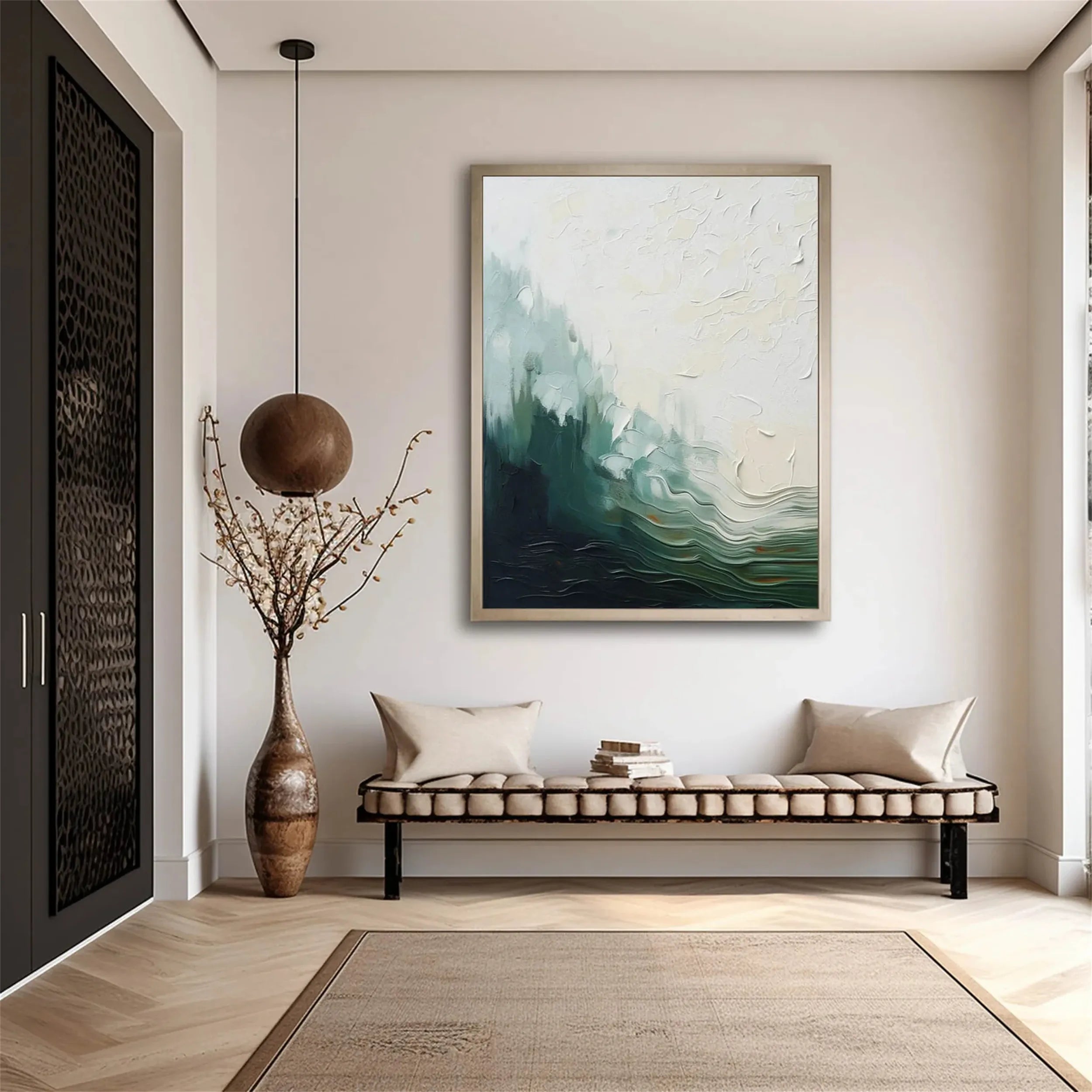 Blue & Green Abstract Wall Art Canvas Print #BG062 - Modern Home Decor for Living Room, Bedroom & Office