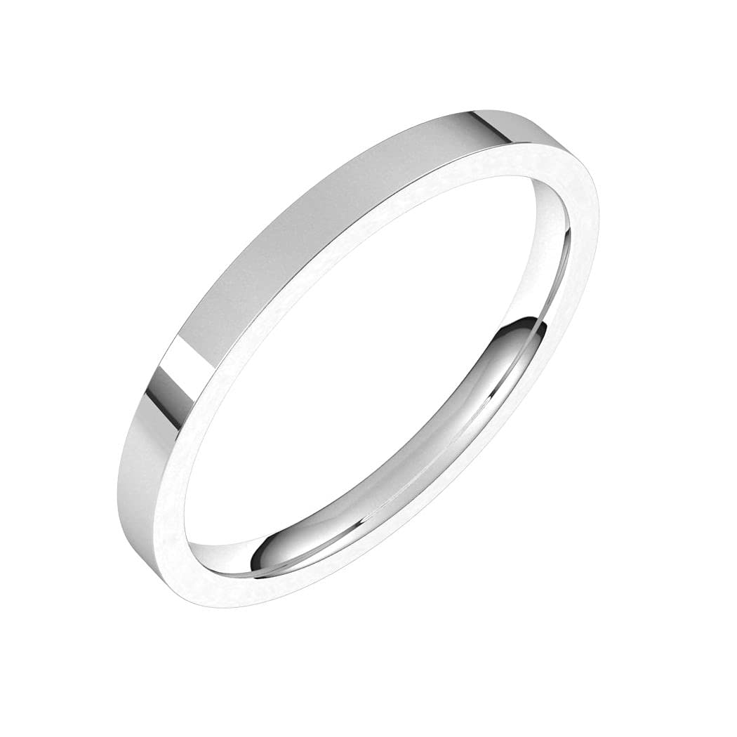14K White Gold 2mm Flat Comfort Fit Wedding Band for Women - Lightweight Dainty Ring in Sizes 4-10.5 - Perfect for Everyday Wear, Anniversary Gifts & Bridal Jewelry