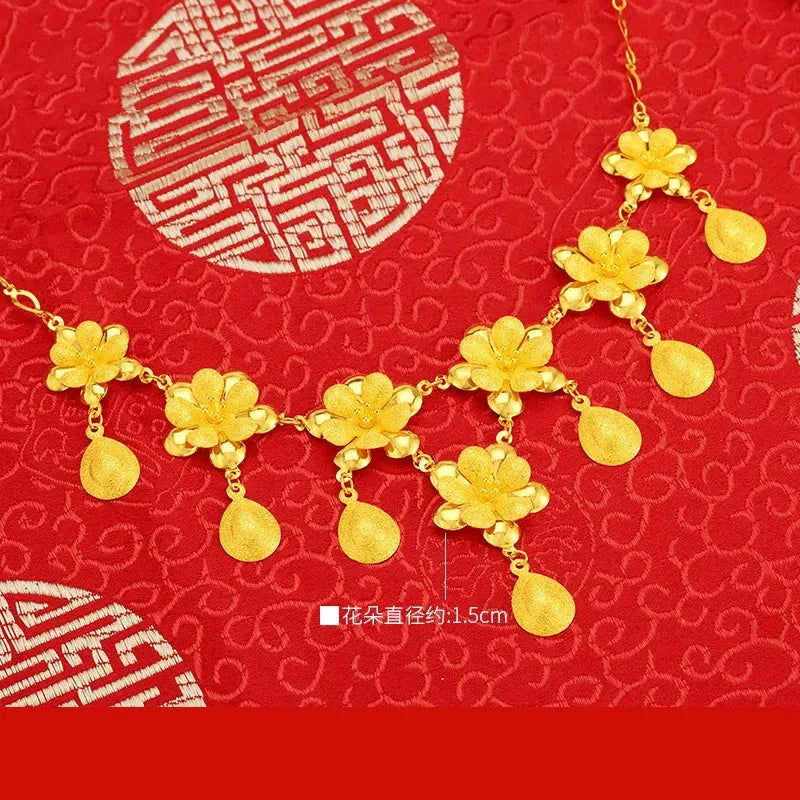 24K Pure Gold Necklace Real AU 999 Solid Gold Chain - Elegant Classic Jewelry for Women, Trendy Party & Wedding Accessories, Luxury Gift for Her 2023