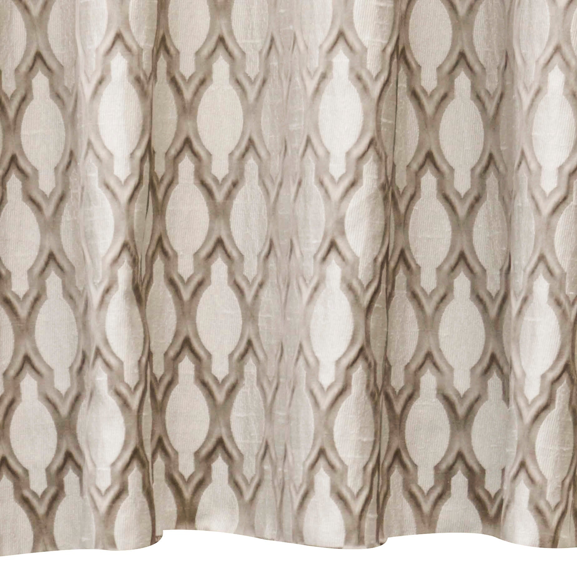 Beige Ogee Geometric Jacquard Weave Curtain Panels - Elegant Window Treatments for Living Room, Bedroom & Dining Room Decor