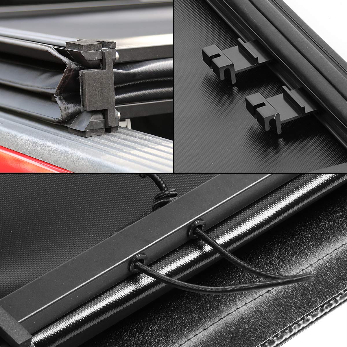 DNA MOTORING Soft Tri-Fold Adjustable Tonneau Cover for 2005-2019 Nissan Frontier 6'1