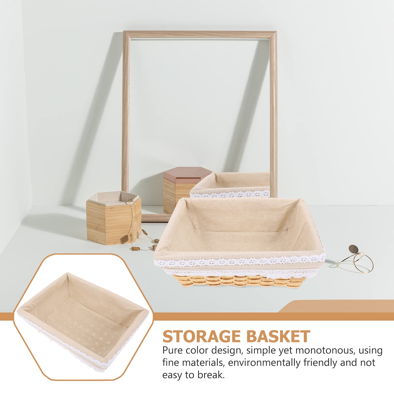 HEALLILY 1-Piece Seagrass Storage Basket - Decorative Tray for Makeup, Dining Room, Vegetables & Picnic | Small Object Organizer | Rattan Woven Container for Home & Office Organization