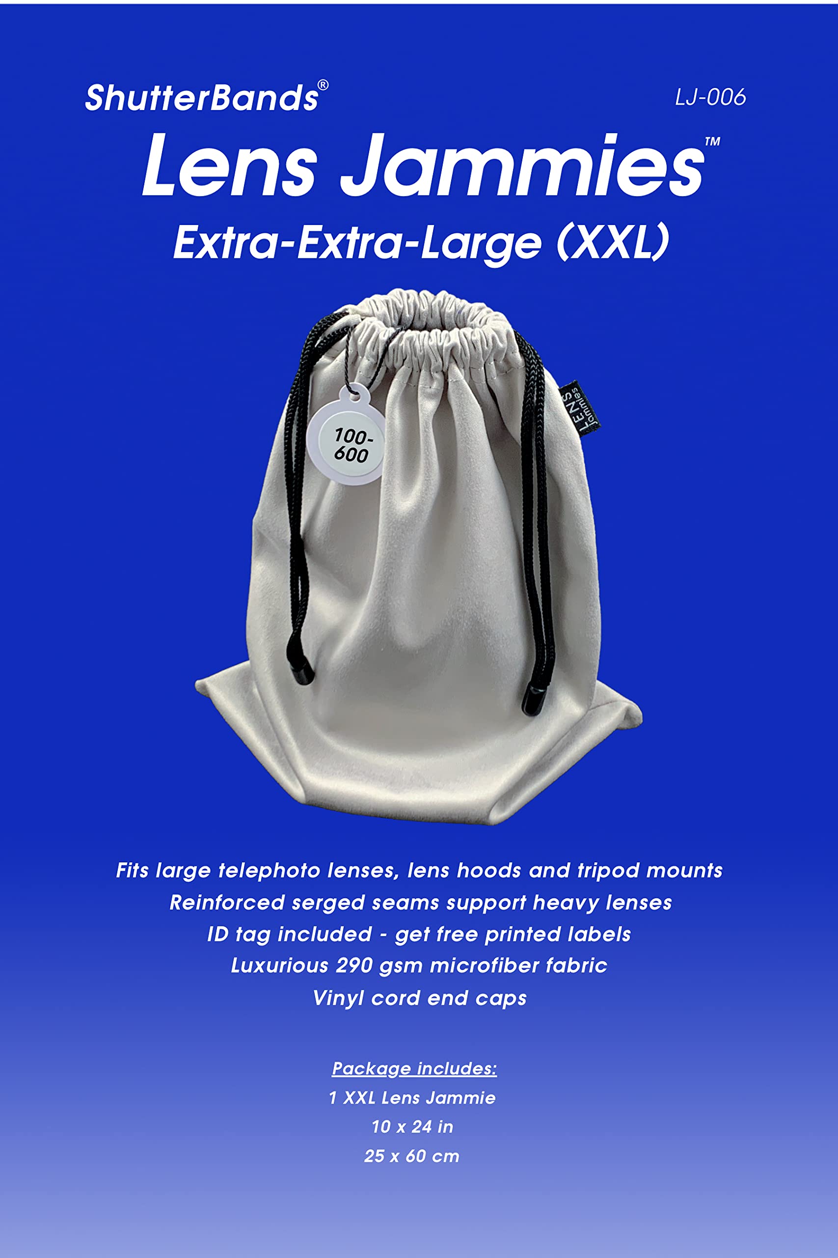XX-Large Microfiber Lens Jammies Drawstring Storage Bags for Camera Lenses - Protective Travel Case for DSLR, Mirrorless & Photography Equipment