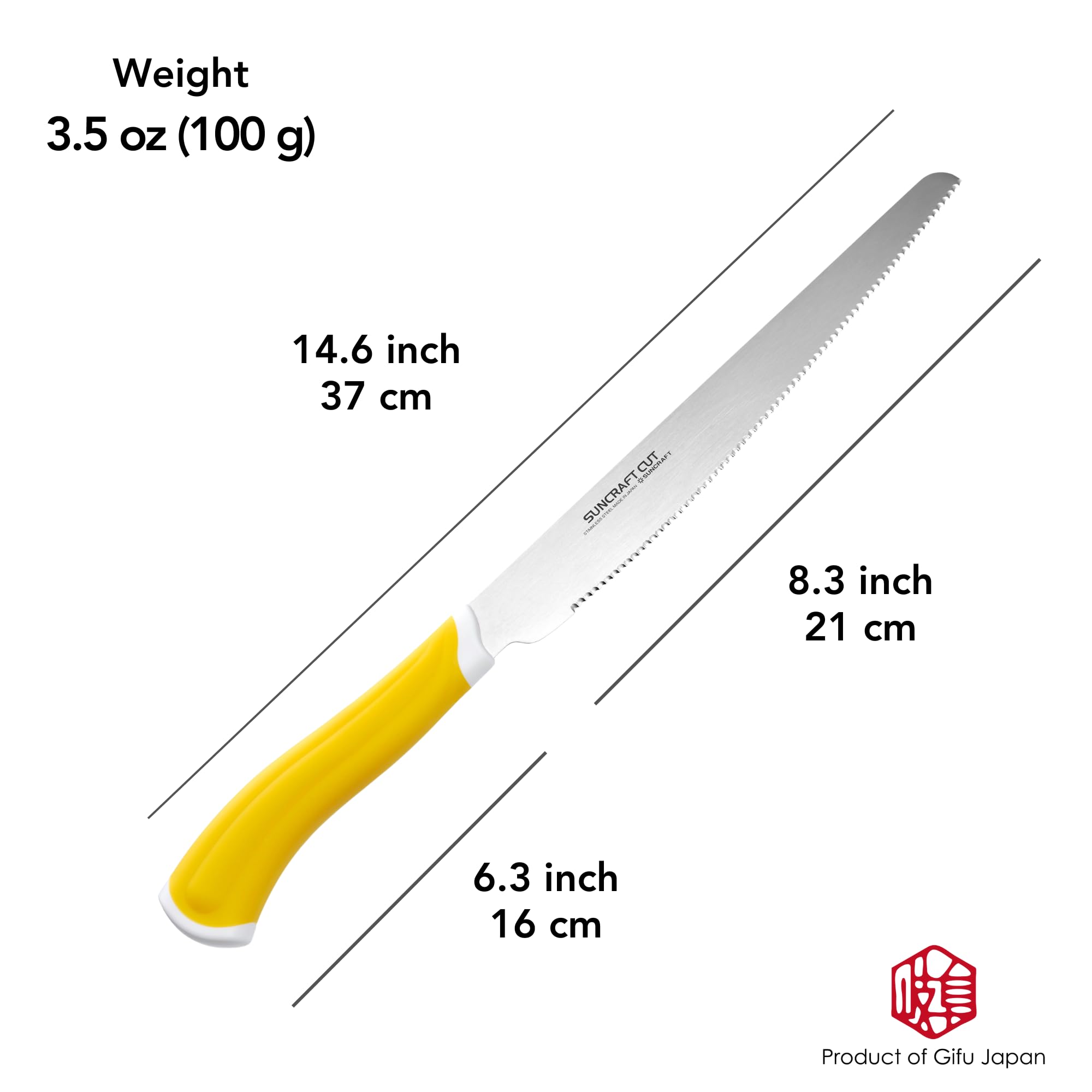 Premium 8.3 Inch Stainless Steel Serrated Bread Knife - Japanese Seki High-Quality Bread Cutter with Ergonomic Plastic Handle - Perfect for Slicing Homemade Bread, Baguettes, and Artisan Loaves - Ideal for Bakers, Home Chefs, and Kitchen Enthusiasts