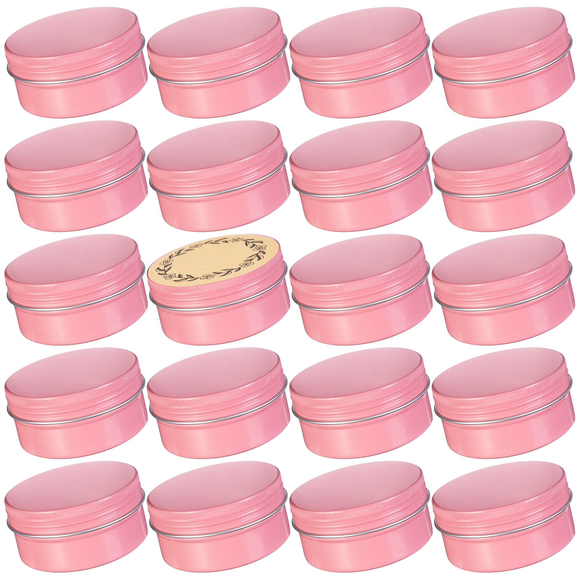 24 Pack 3oz Screw Top Aluminum Tin Jars with Lids & Blank Labels - 90ml Refillable Metal Containers for Lip Balm, Candle Making, DIY Salves, Spice Storage & Craft Supplies (Pink) | Perfect for Homemade Cosmetics, Travel Essentials & Small Item Organization