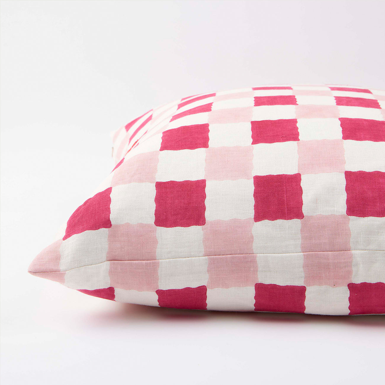 Soft Pink Checkered Cushion Cover 65x65 cm - Stylish Home Decor for Living Room, Bedroom, or Office