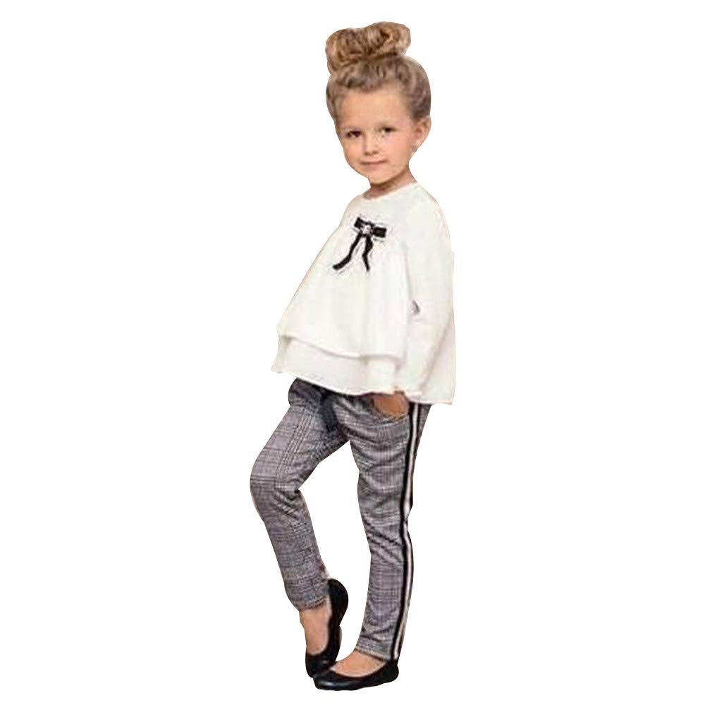 Toddler Girls Ruffle T-Shirt & Checked Pants Outfit Set - Summer Playwear for Baby & Kids - Perfect for Playdates, Daycare & Family Outings
