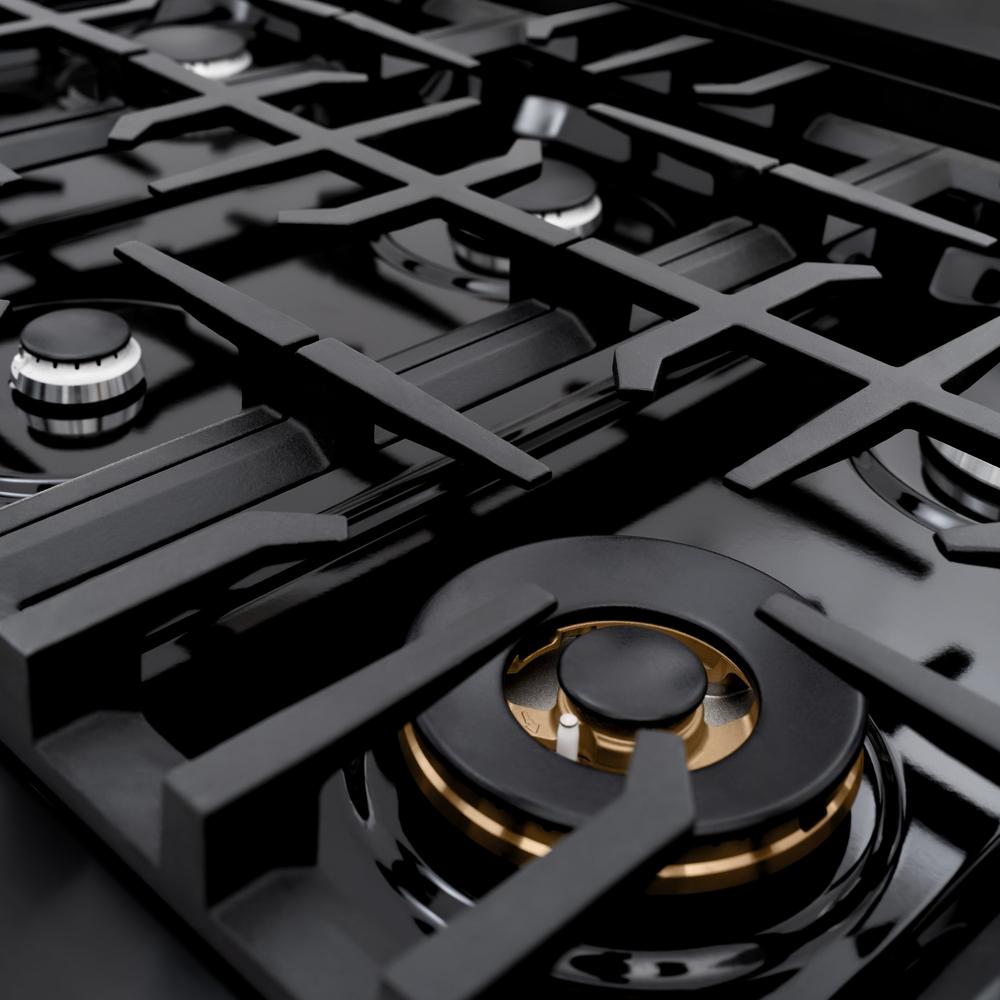 ZLINE 48-Inch 6.7 cu.ft Double Oven Gas Range with 8-Burner Cooktop in Black Stainless Steel (HGRB 48) - Professional Kitchen Appliance for Home Chefs & Large Family Cooking