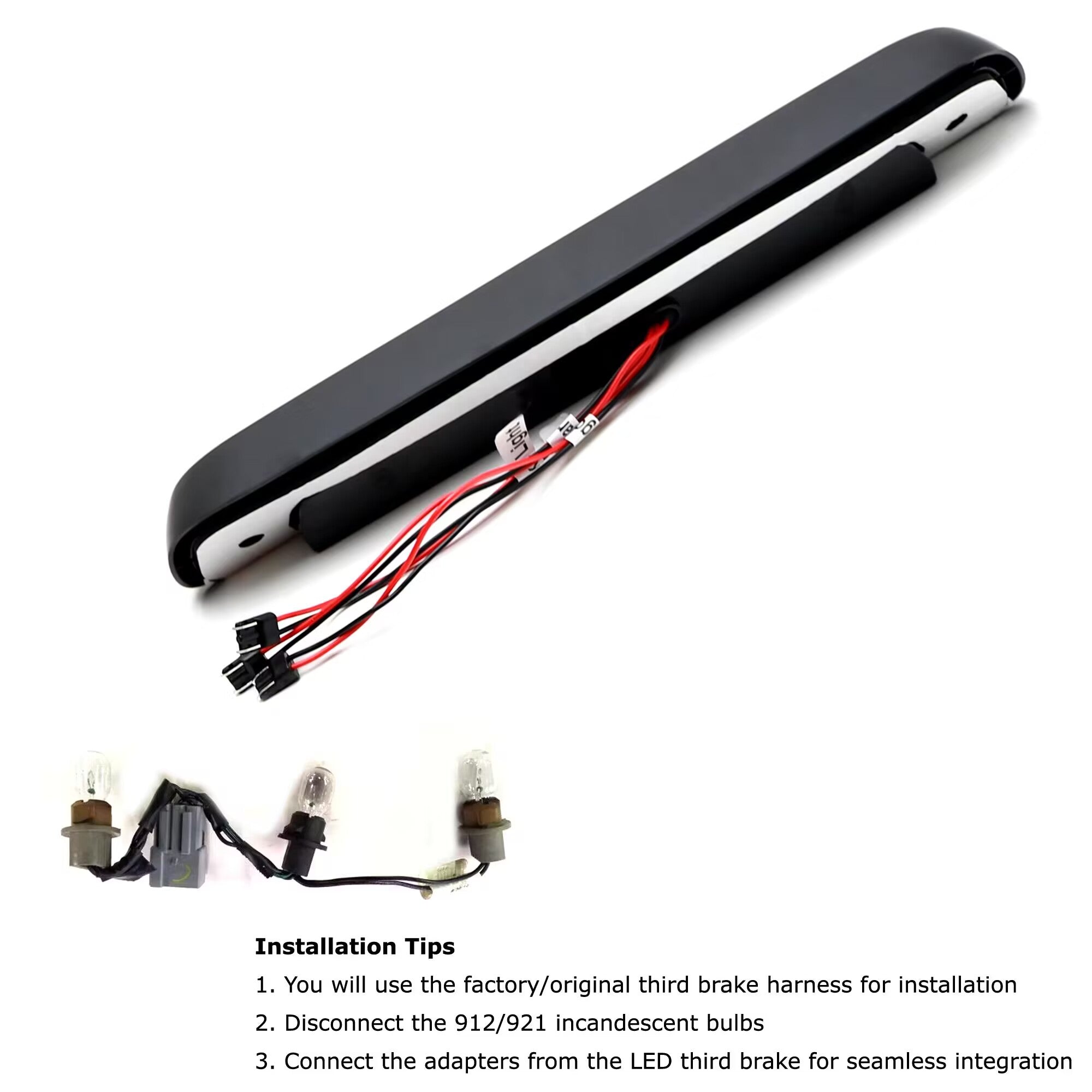 Dark Red Double C Ring Full LED High Mount 3rd Brake Light Compatible with Ford F150 2009-2014 Models - Enhanced Visibility & Safety for Pickup Trucks