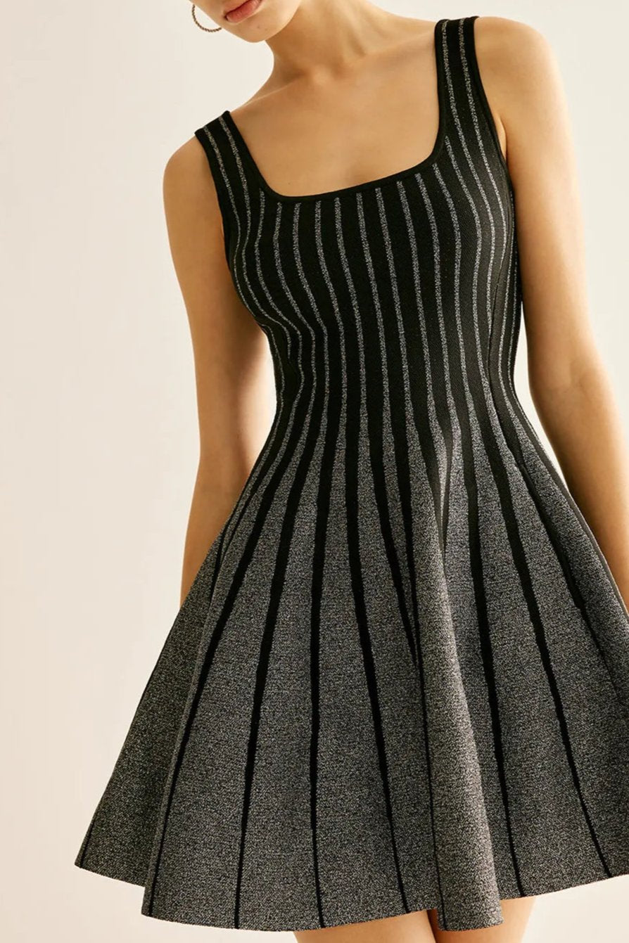 ARLENE Square Neck Striped Mini Dress - Women's Summer Casual Flowy Dress for Beach, Party & Date Night