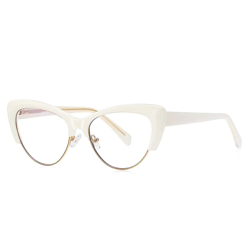 CCspace Unisex Full Rim Square Cat Eye Titanium Eyeglasses Frame 57455 - Lightweight Durable Glasses for Work, Reading & Fashion