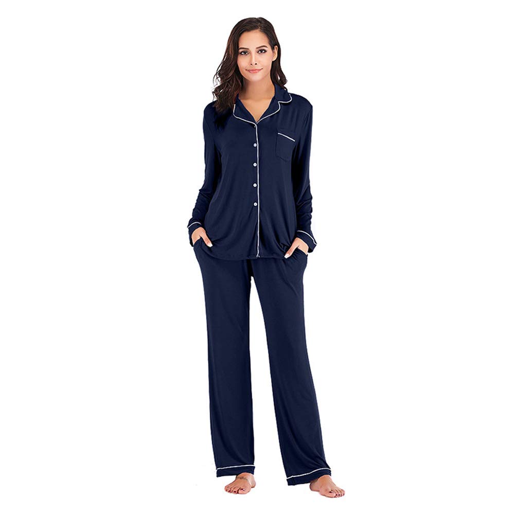 Women's Soft Modal Cotton Pajama Set - Long Sleeve Button Down Sleepwear & Lounge Wear for Women | Comfortable Nightwear for Sleeping, Relaxing at Home