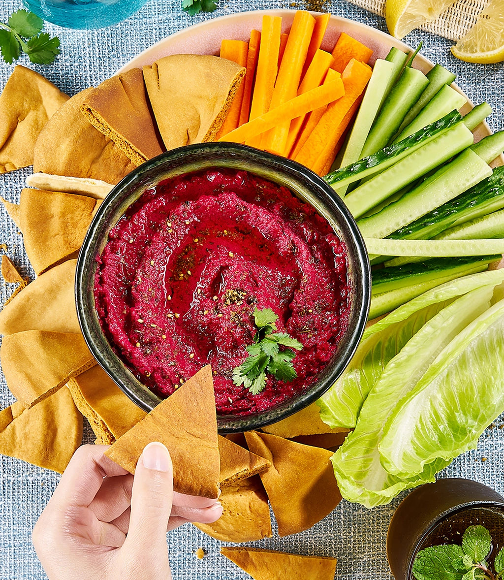 Organic Beet Hummus Dip - Vegan, Gluten-Free, Healthy Snack for Sandwiches, Wraps & Veggie Platters | Perfect for Parties, Picnics & Healthy Lunch Boxes