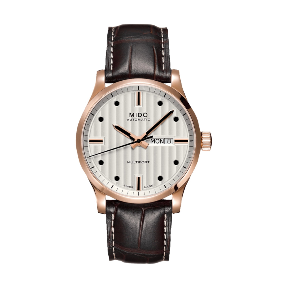 Multifort GENT Silver Leather Strap Watch for Men - Elegant Dress Watch for Business, Formal Occasions & Everyday Wear