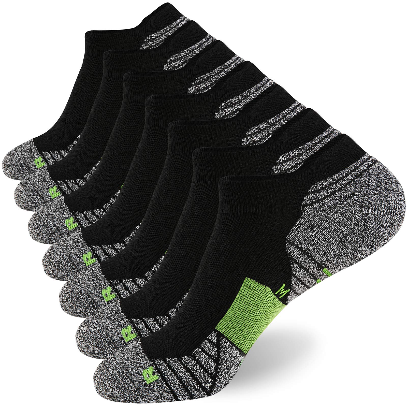WANDER Men's Athletic Running Socks - 7 Pairs Thick Cushioned Ankle Socks for Sports & Workouts - Breathable Low Cut Socks (Sizes 6-9/10-12/12-14) - Perfect for Jogging, Gym & Daily Activities