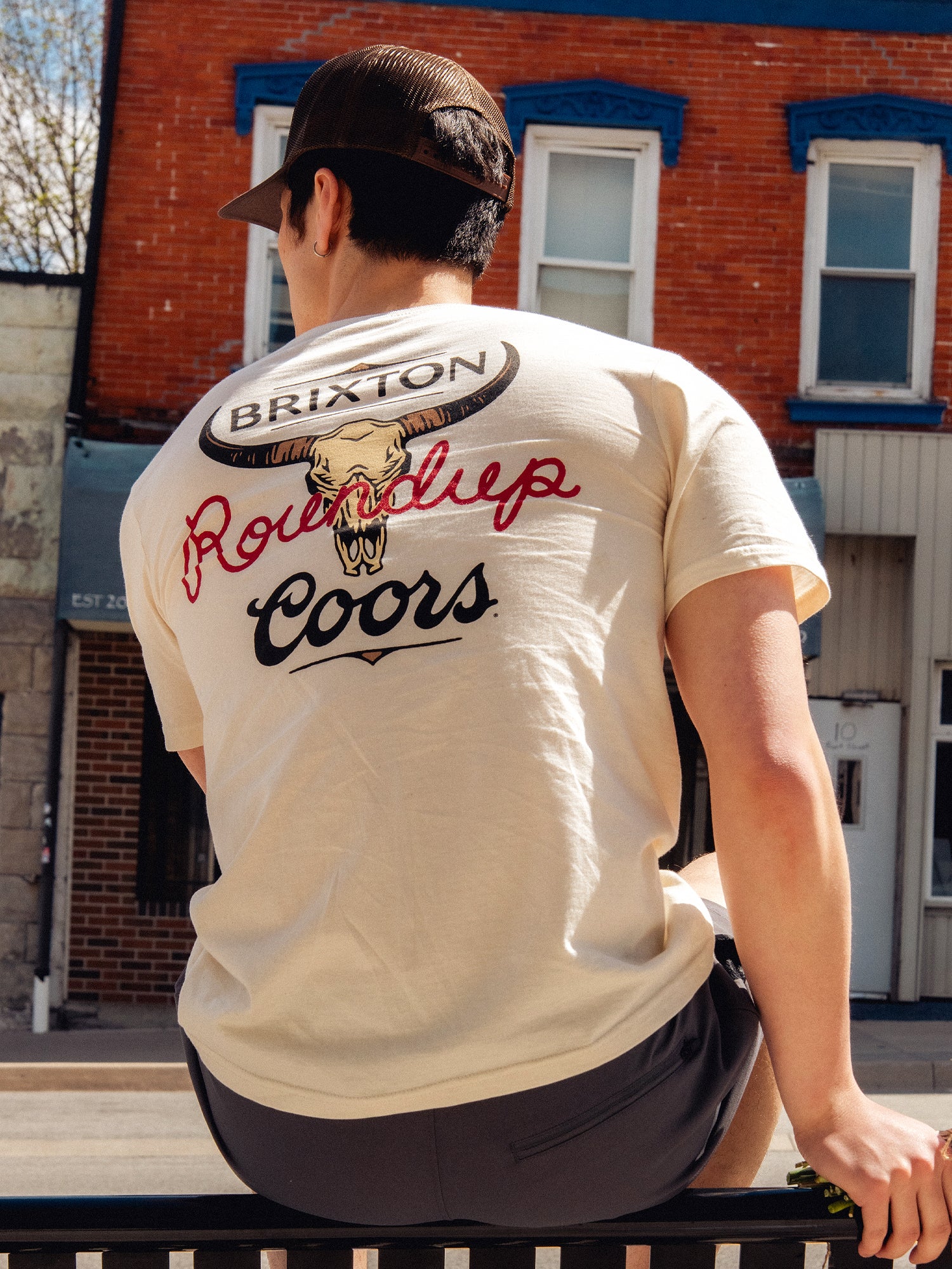 Brixton Coors Round Up T-Shirt for Men - Vintage Graphic Tee for Casual Wear & Outdoor Adventures