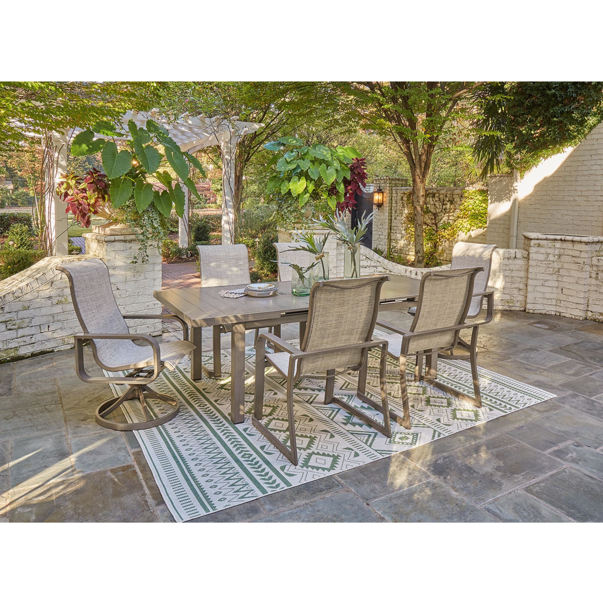 7-Piece Beige Outdoor Dining Set - Waterproof & Durable Patio Furniture for Beachfront, Garden, and Backyard Relaxation
