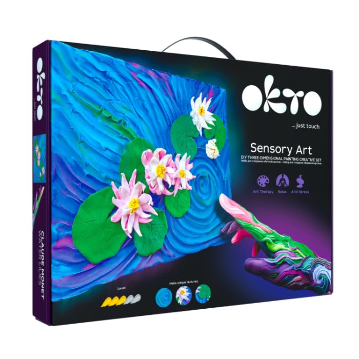 OKTO Art Kit Water Lilies - DIY Painting & Modeling Clay Kit for Adults | Arts & Crafts Hobby Set with Air Dry Clay | Home Decoration & Creative Gift Idea | Perfect for Relaxation, Stress Relief & Wall Art Projects