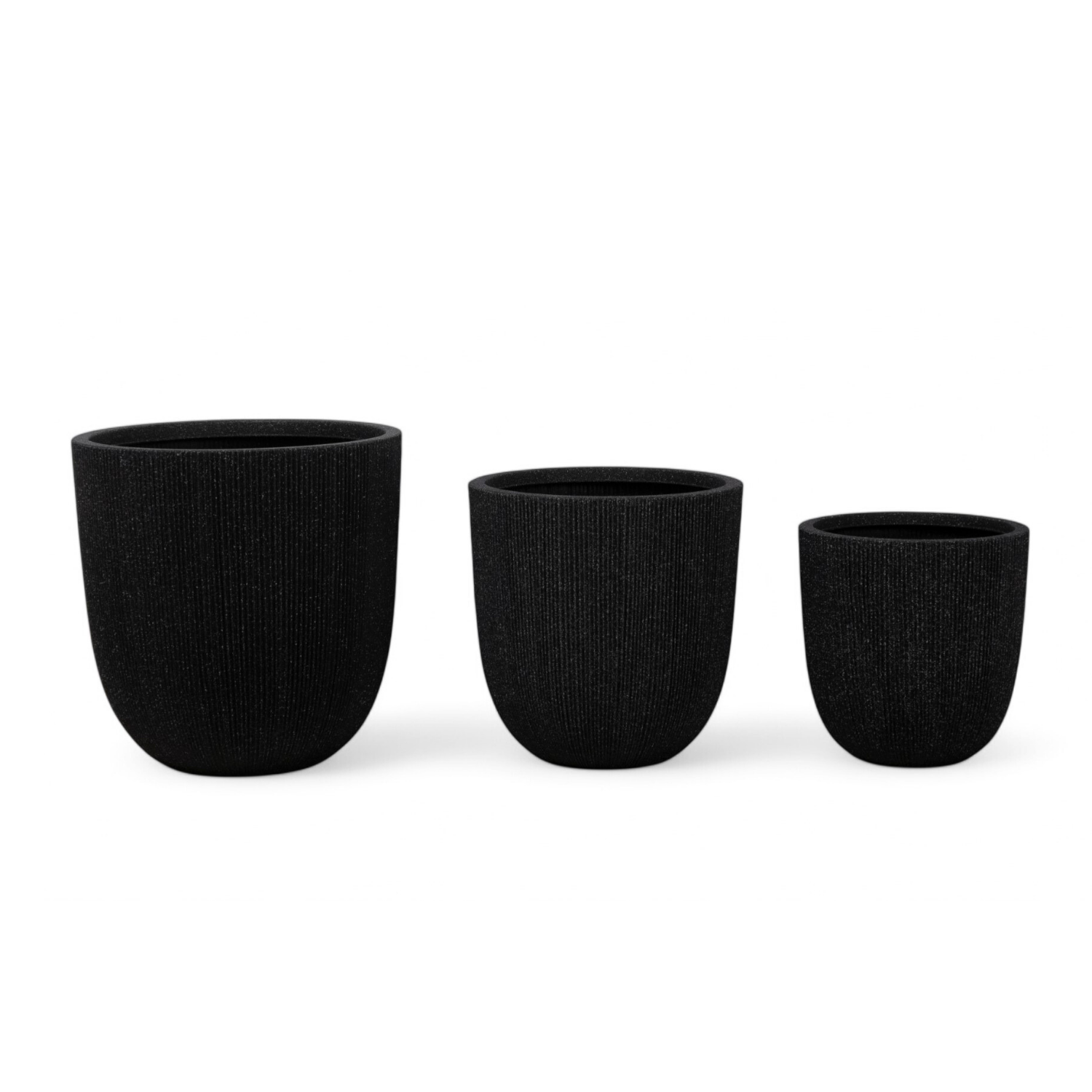 Textured Black Indoor Outdoor Planters - Durable Modern Garden Pots for Home, Patio, Balcony & Office Decor