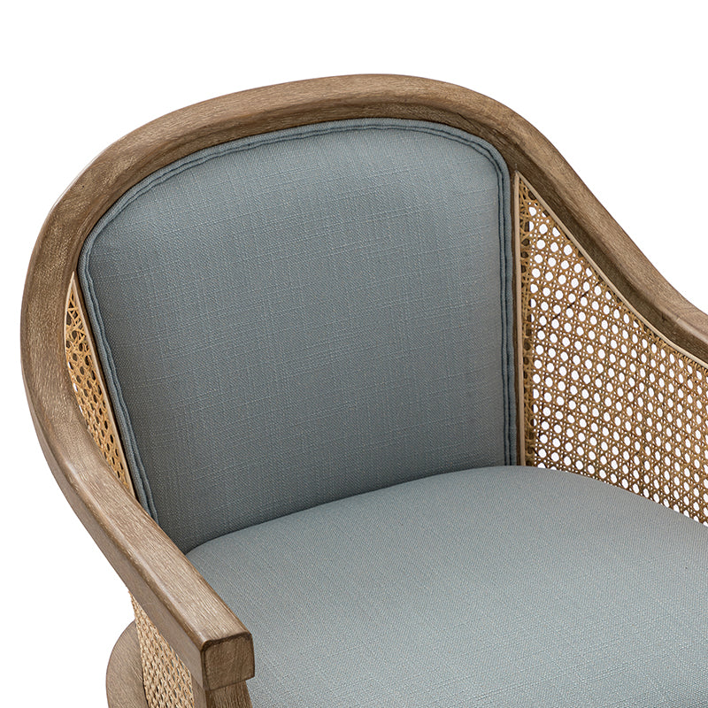 Audrey Task Accent Chair with Rattan Arms - Modern Home Office Chair for Small Spaces, Comfortable Writing Desk Chair with Woven Rattan Backrest - Perfect for Study Rooms, Living Rooms & Cozy Corners