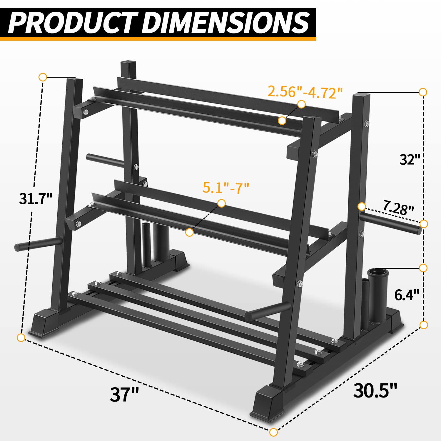 Dumbbell Rack Stand - Heavy Duty 1100LBS Capacity Home Gym Storage for Dumbbells, Kettlebells & Weight Plates | Space-Saving Workout Equipment for Garage, Basement & Home Fitness Rooms