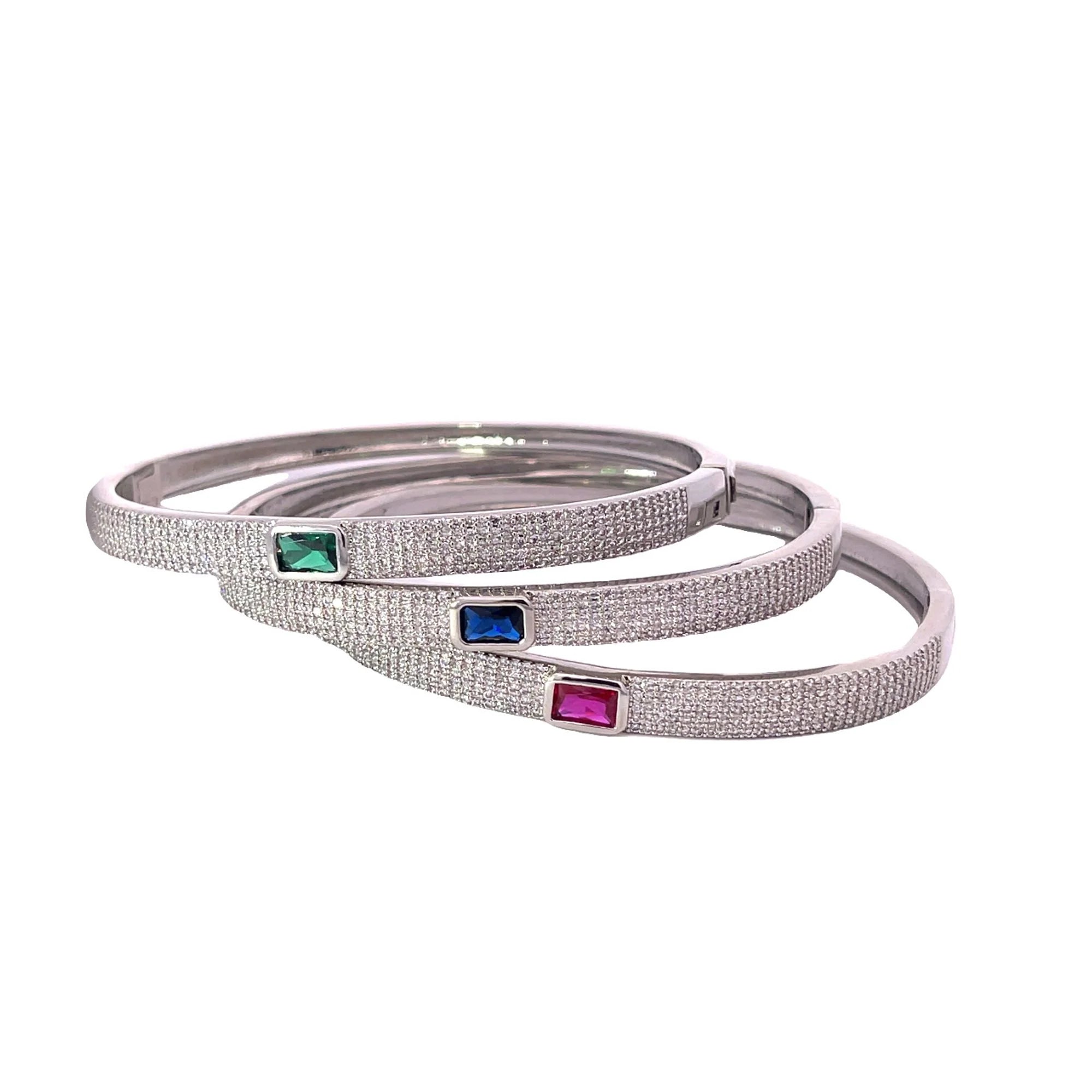 Elegant Pavé Center Stone Bangle Bracelet for Women - Perfect for Weddings, Parties & Everyday Wear