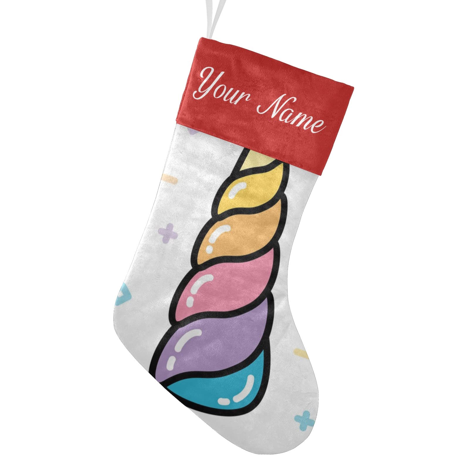 Custom Personalized Christmas Stockings for Dogs - Unicorn Horn Rainbow Xmas Socks with Pet Name - 17.52 x 7.87 Inch - Perfect Holiday Gift for Pets, Festive Home Decor & Christmas Tree Decoration