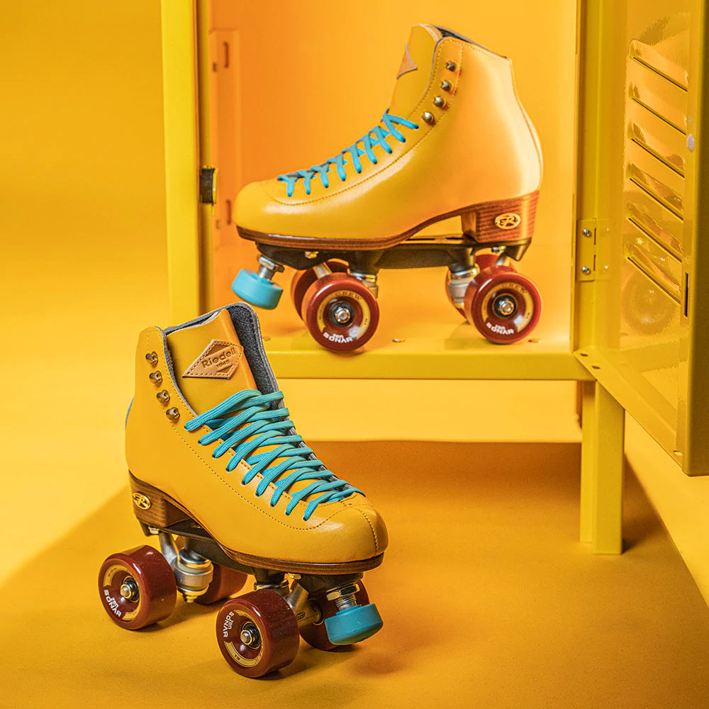 Riedell Crew Roller Skates - Turmeric Color - Women's & Men's Quad Roller Skates for Indoor & Outdoor Skating, Rink, Fitness & Retro Style