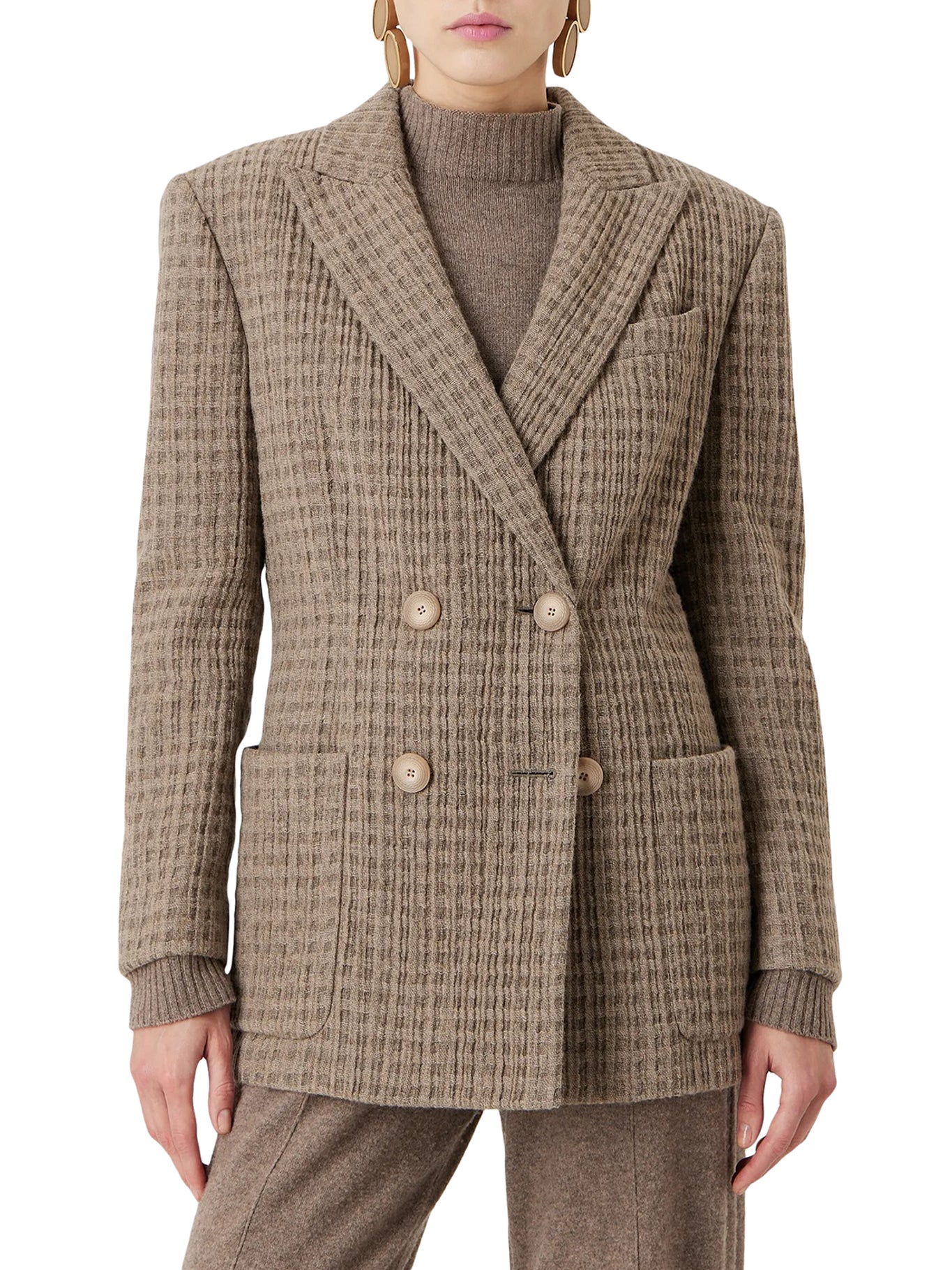 Luxury Double Breasted Cashmere Silk Blazer for Women | Elegant Formal & Business Attire | Perfect for Office, Meetings & Special Occasions