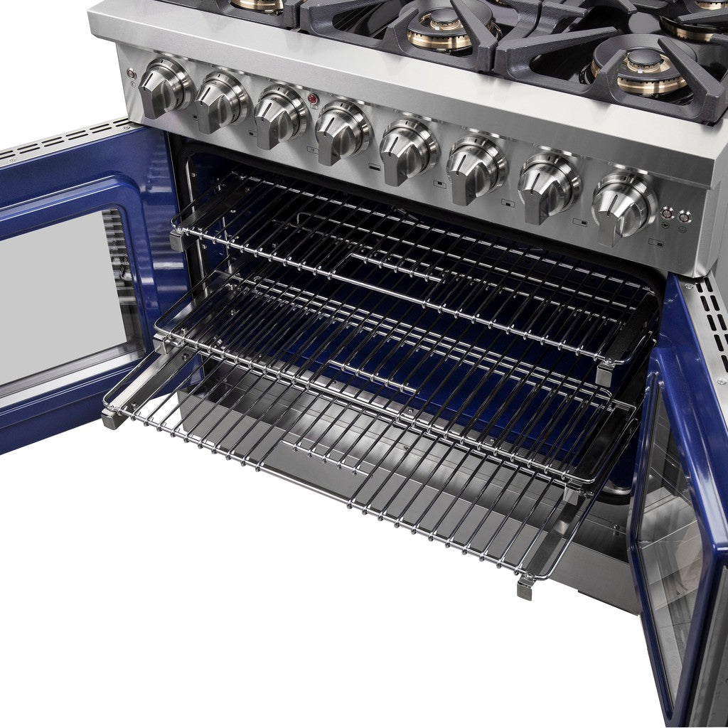 Forno Capriasca 36 Inch 5.36 Cu. Ft. Freestanding Dual Fuel Range - Stainless Steel French Door Gas Stove & Electric Oven (Model FFSGS6387 36) | Perfect for Modern Kitchens, Home Chefs & Entertaining