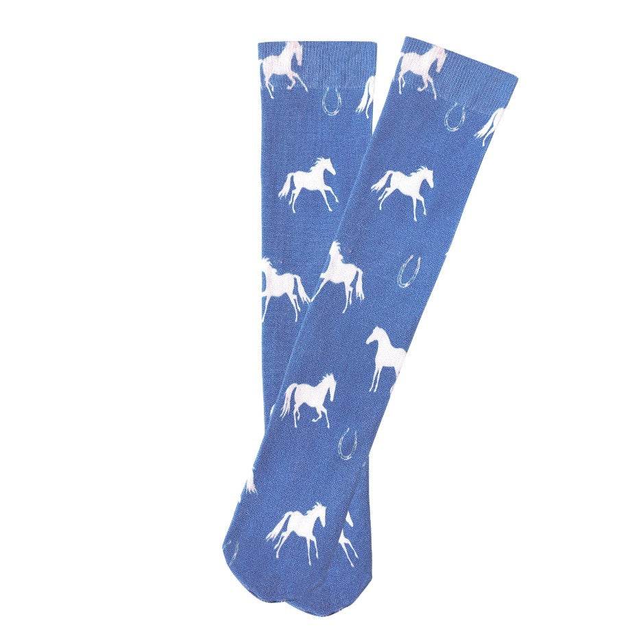 AWST International Kids' Lila Horses & Horseshoes Socks - Soft Cotton Ankle Socks for Girls & Boys - Perfect for School, Play & Everyday Wear