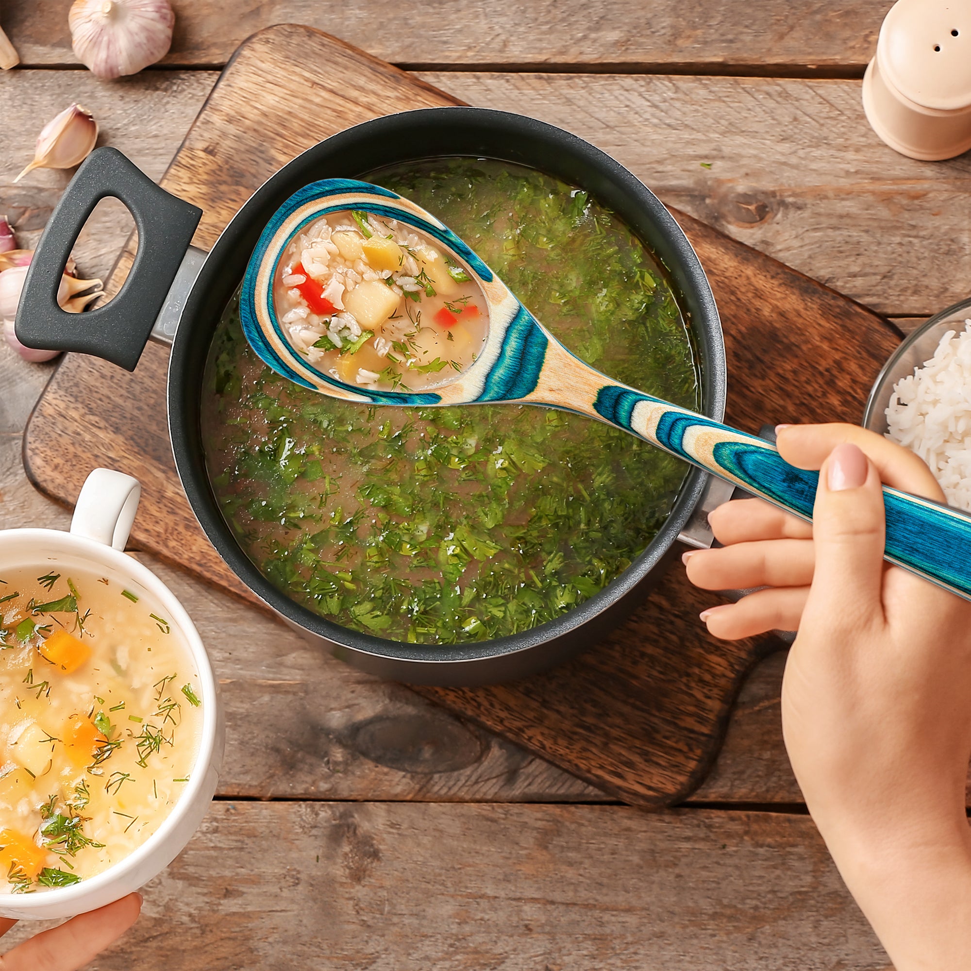 Baltique® Mykonos Collection Wooden Cooking Spoon - 12.5 Inch Premium Kitchen Utensil for Stirring, Mixing & Serving - Perfect for Soups, Sauces & Pasta Dishes