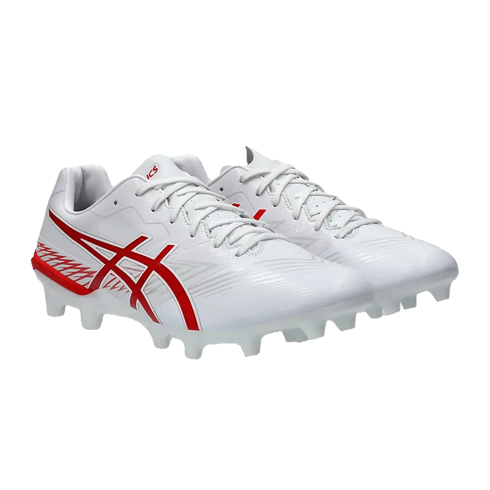 ASICS Swift Strike FG Football Cleats - White/Fiery Red Soccer Shoes for Men | Lightweight & Durable for Turf & Firm Ground | Perfect for Training & Matches