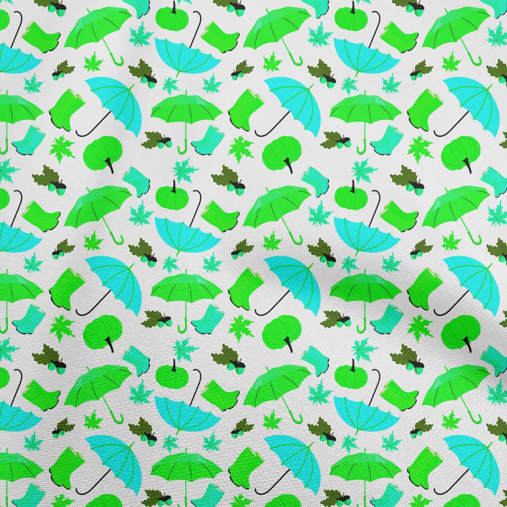 oneOone Polyester Spandex Turquoise Green Fabric - 56 Inch Wide Printed DIY Sewing Material for Autumn Clothing & Crafts | Perfect for Dresses, Skirts & Home Decor Projects